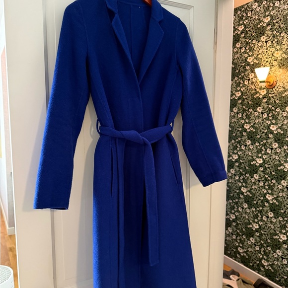 Jackets & Blazers - Elegant Blue Belted Coat